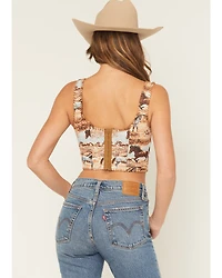 Blue B Women's Horse Tapestry Sleeveless Bustier Top