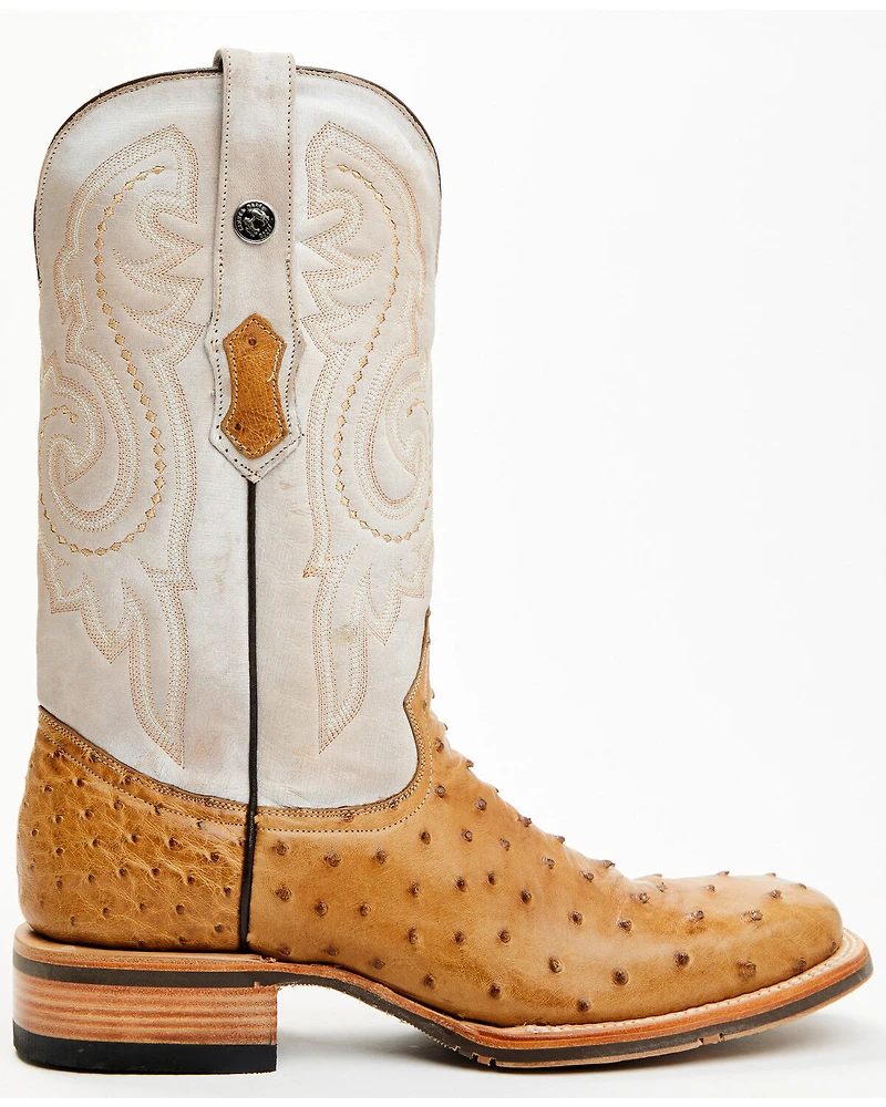 Tanner Mark Men's Exotic Ostrich Western Boots - Broad Square Toe