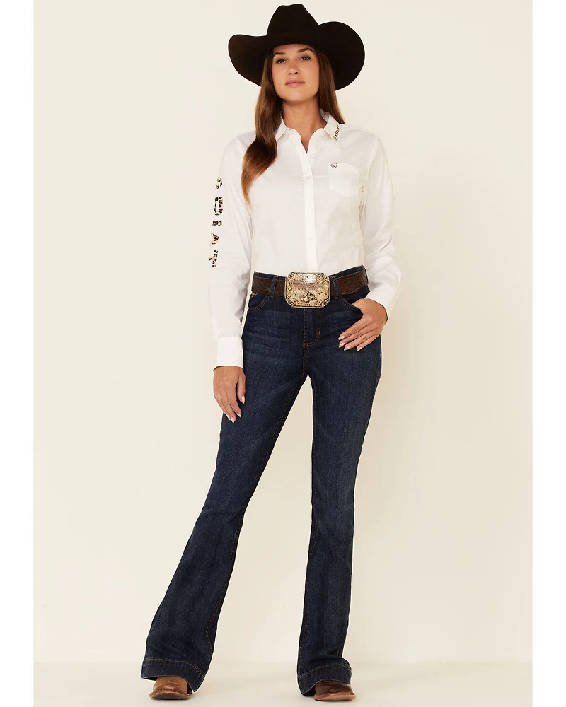 Ariat Women's Team Kirby Leopard Logo Long Sleeve Button Down Stretch Shirt