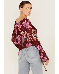 Free People Women's Floral Print Of Paradise Tie Front Crop Top