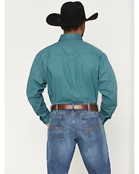 George Strait by Wrangler Men's Geo Print Long Sleeve Button-Down Stretch Western Shirt