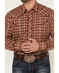 Roper Men's Plaid Print Long Sleeve Pearl Snap Western Shirt