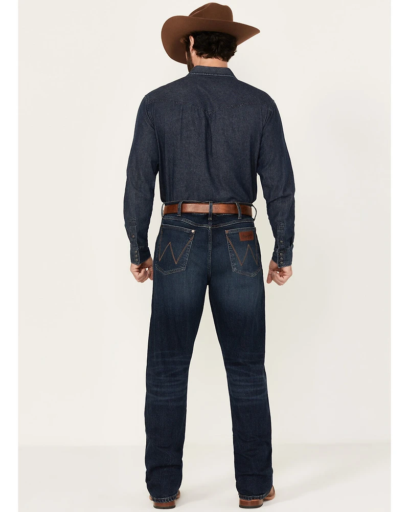 Wrangler Retro Men's Darren Dark Wash Relaxed Bootcut Stretch Denim Jeans - Long