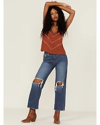 Shyanne Women's Rust Embroidered Southwestern Cami