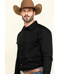 Gibson Men's Basic Solid Long Sleeve Pearl Snap Western Shirt