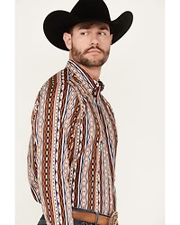 RANK 45® Men's Big Sky Southwestern Striped Print Long Sleeve Button-Down Stretch Western Shirt
