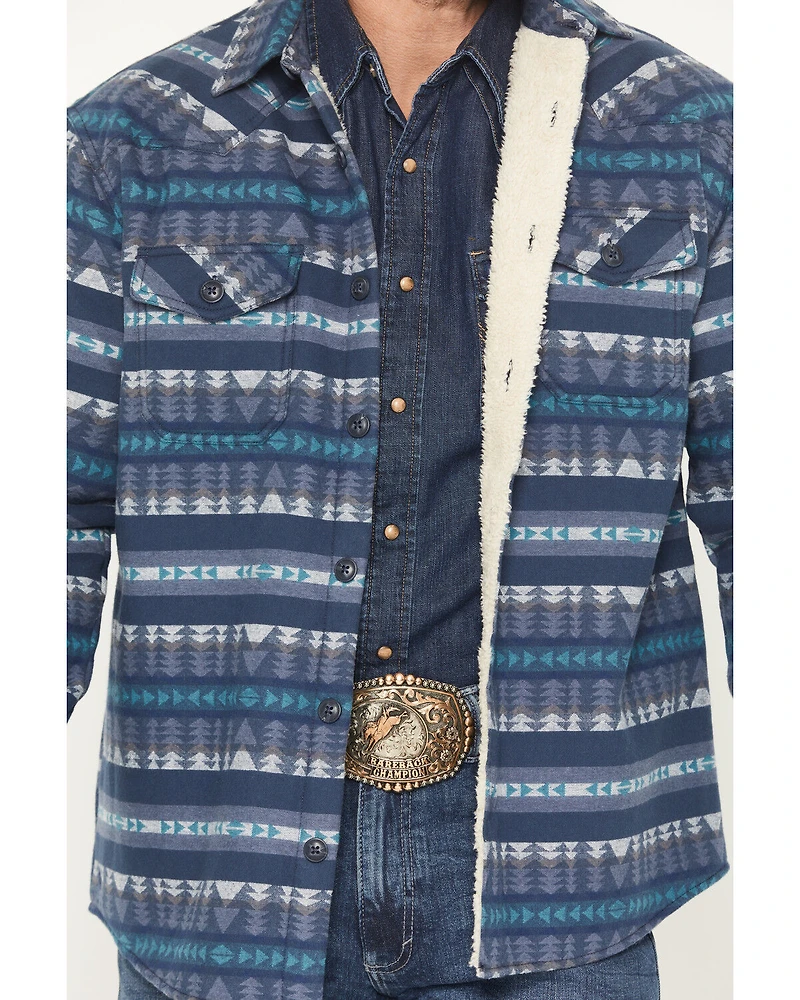Cody James Men's Benton Sherpa Lined Southwestern Print Flannel Shirt Jacket