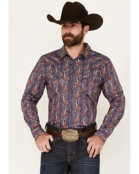 Cody James Men's Jefferson Paisley Print Long Sleeve Snap Western Shirt - Tall