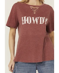Blended Women's Howdy Rhinestone Short Sleeve Graphic Tee