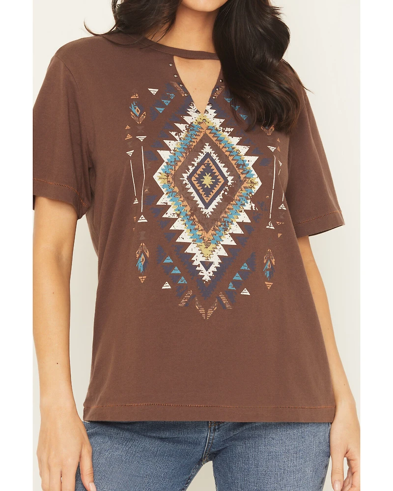Shyanne Women's Studded Southwestern Print Short Sleeve Graphic Tee
