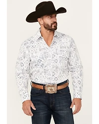 Rough Stock by Panhandle Men's Bandana Print Long Sleeve Pearl Snap Western Shirt