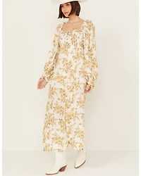 Free People Women's Jaymes Floral Print Long Sleeve Midi Dress