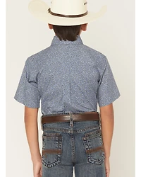 Wrangler Boys' Paisley Print Short Sleeve Button-Down Western Shirt