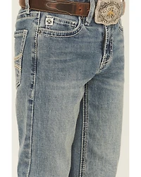 Hooey X Rock & Roll Denim Boys' Medium Wash Step Bootcut Stretch Jeans