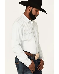 Cody James Men's Fort Summer Light Wash Long Sleeve Pearl Snap Western Denim Shirt