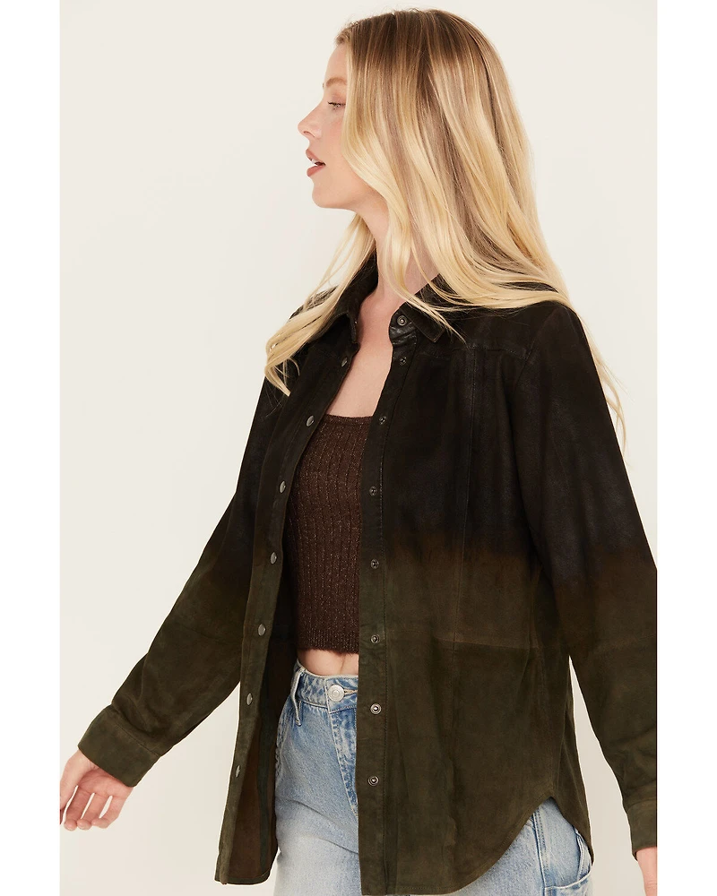 Cleo + Wolf Women's Ombre Suede Snap Up Shacket