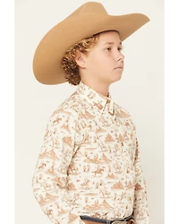 Ariat Boys' Conversation Print Long Sleeve Button-Down Western Shirt