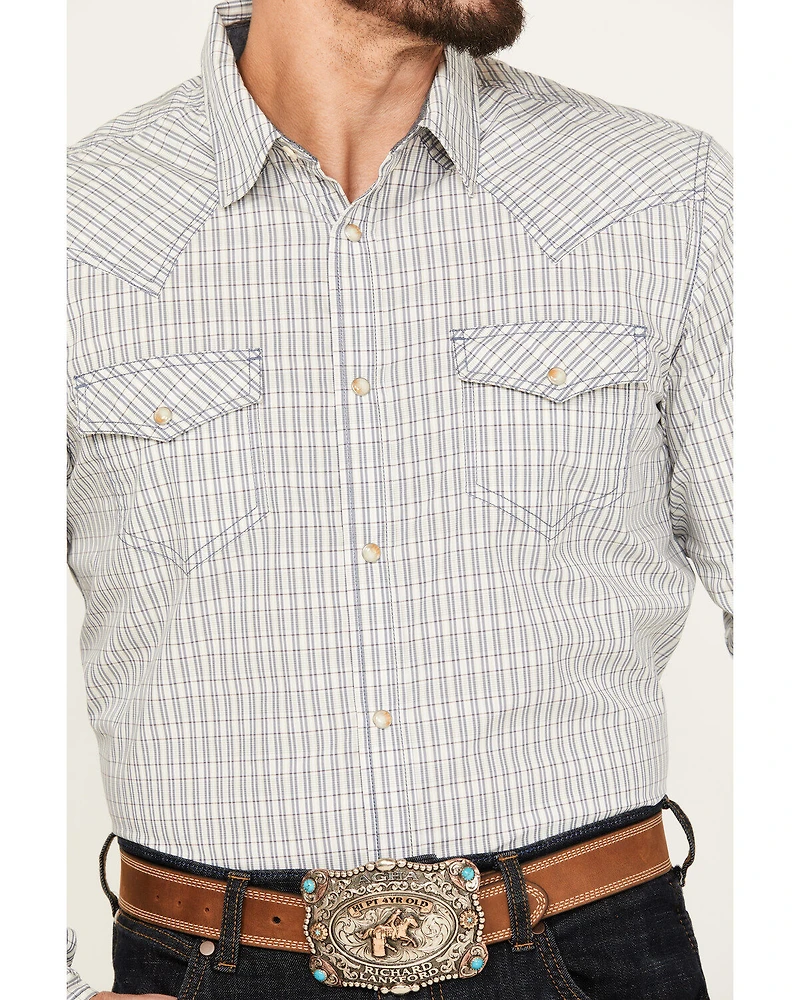 Cody James Men's Jackrabbit Plaid Print Long Sleeve Pearl Snap Western Shirt