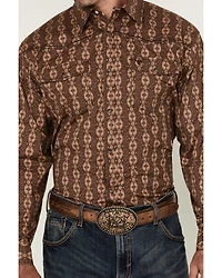 Cowboy Hardware Men's Southwestern Print Long Sleeve Snap Stretch Western Shirt