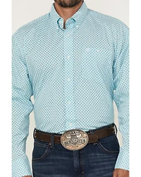 Wrangler Men's Geo Print Long Sleeve Button-Down Stretch Western Shirt