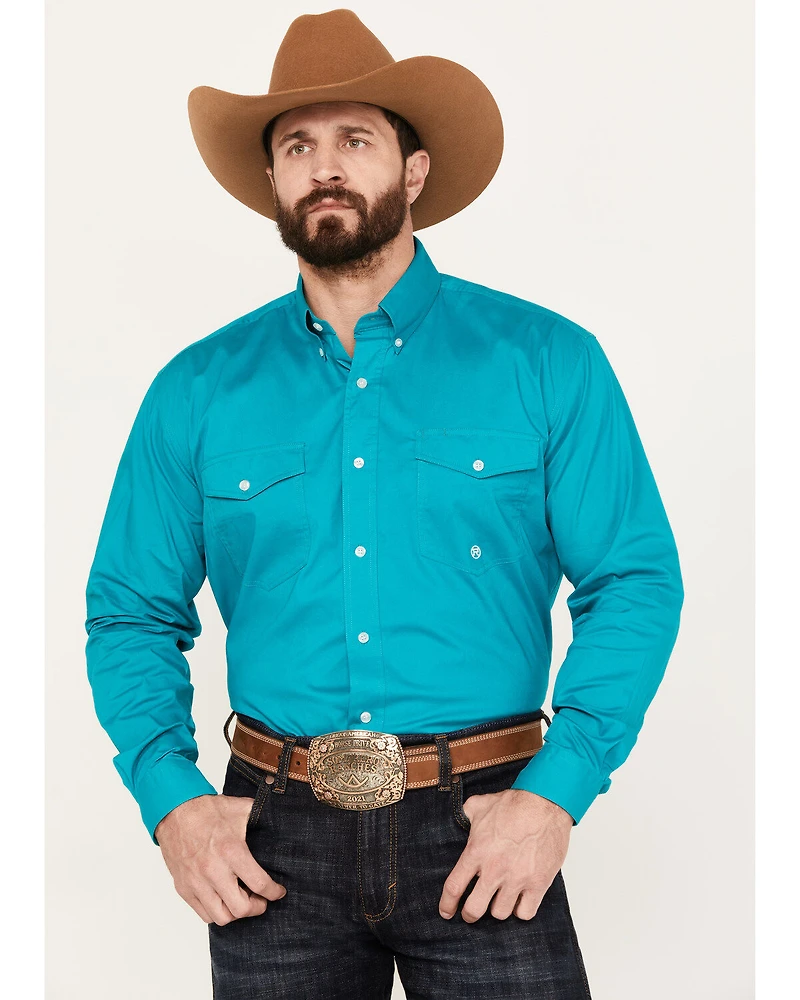Roper Men's Amarillo Solid Long Sleeve Stretch Button Down Western Shirt