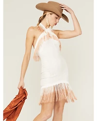 Shyanne Women's Fringe Halter Bodycon Mini Dress