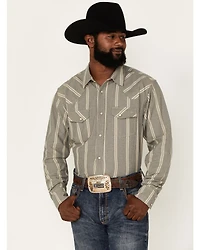 Blue Ranchwear Men's Striped Long Sleeve Pearl Snap Shirt
