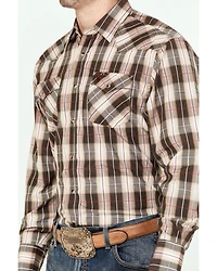 Rodeo Clothing Men's Plaid Print Long Sleeve Snap Western Shirt