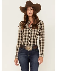 Roper Women's Plaid Print Long Sleeve Pearl Snap Western Shirt