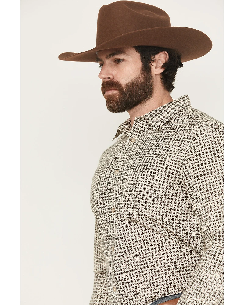 Gibson Trading Co Men's Bullseye Geo Print Long Sleeve Button-Down Western Shirt
