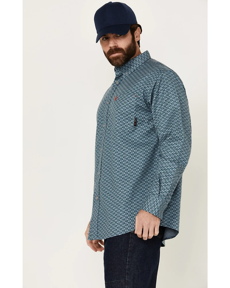 Ariat Men's FR Appalachia Geo Print Long Sleeve Button-Down Stretch Work Shirt
