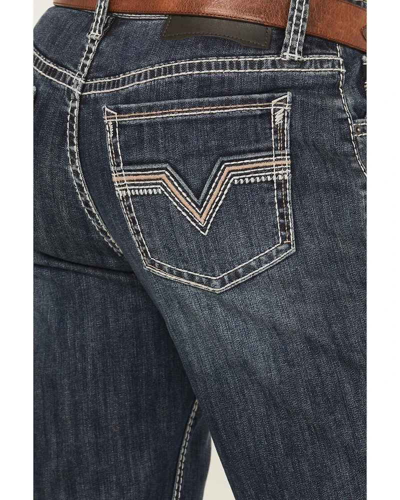 Rock & Roll Denim Men's Dark Wash Tapered Bootcut Stretch Jeans