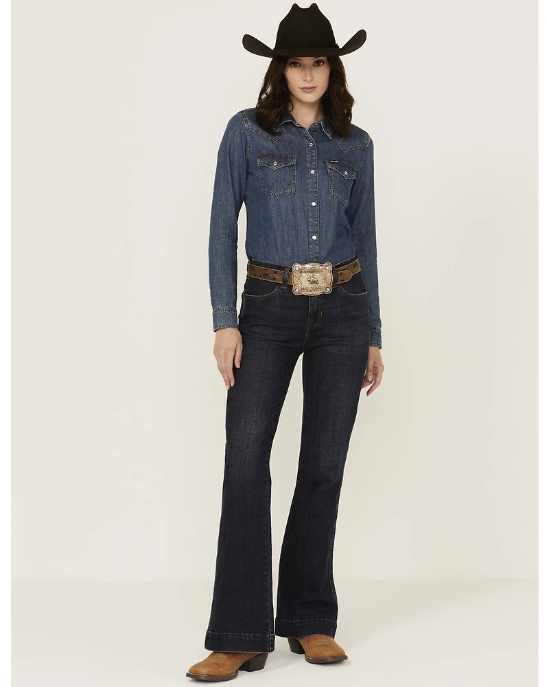 Rock & Roll Denim Women's Dark Wash High Rise Trouser Stretch jeans