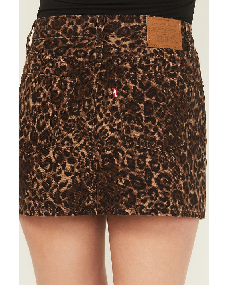 Levi's Women's Icon Leopard Print Mini Denim Skirt