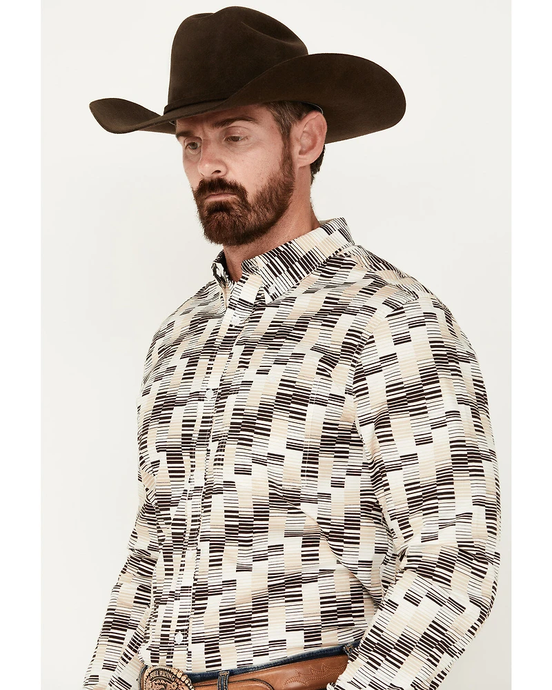 RANK 45® Men's Geo Print Long Sleeve Button-Down Western Shirt