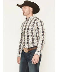 Cody James Men's Wild Prairie Southwestern Print Long Sleeve Button-Down Stretch Western Shirt