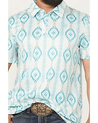 Rock & Roll Denim Men's Southwestern Print Short Sleeve Button-Down Stretch Polo Shirt