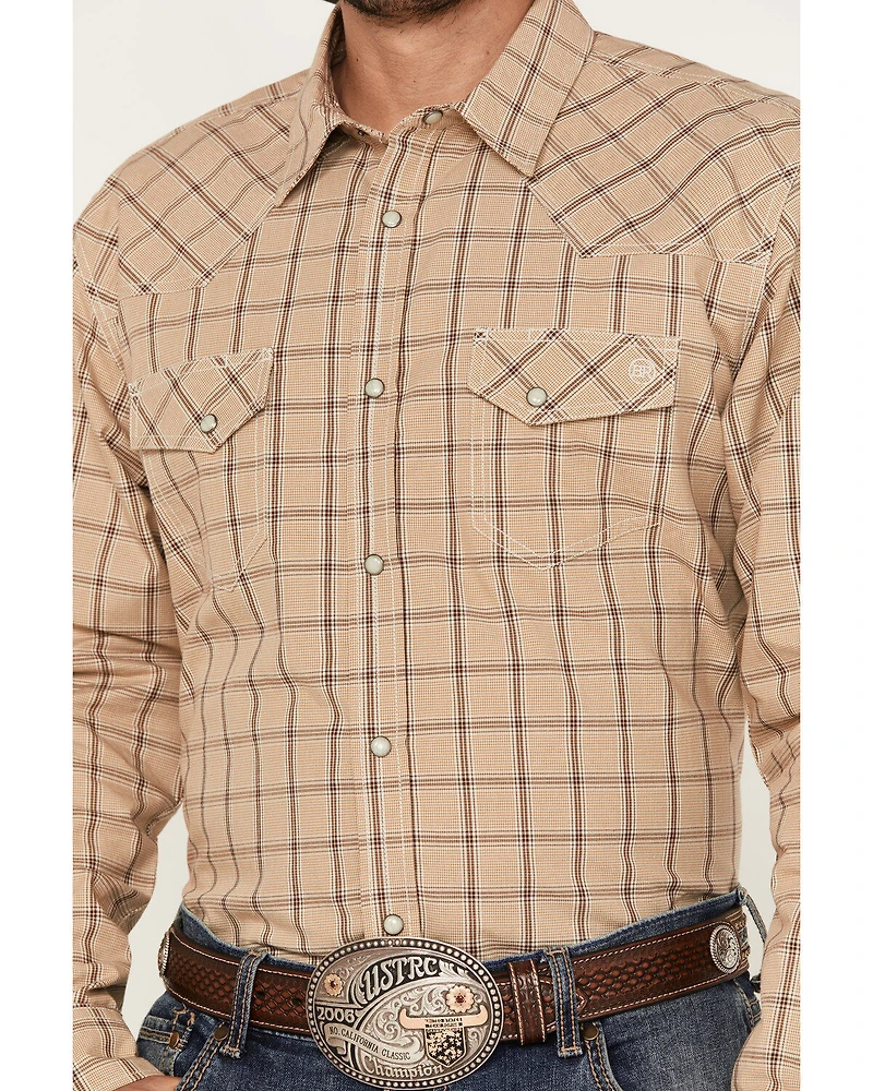 Blue Ranchwear Men's Twill Plaid Print Long Sleeve Western Snap Shirt