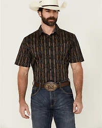 Cody James Men's Cactus Dobby Striped Print Short Sleeve Button-Down Stretch Western Shirt