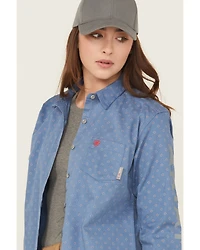 Ariat Women's FR Brooke Geo Print Long Sleeve Button-Down Work Shirt