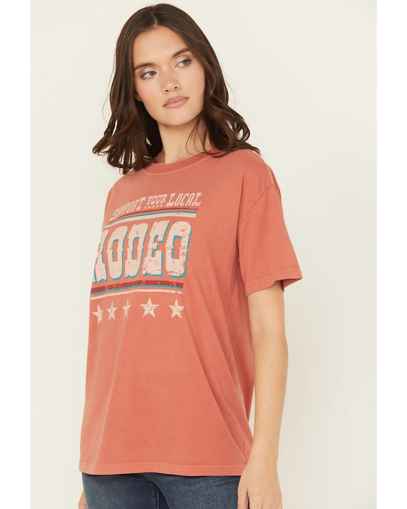 Shyanne Women's Support Your Local Rodeo Short Sleeve Boyfriend Graphic Tee