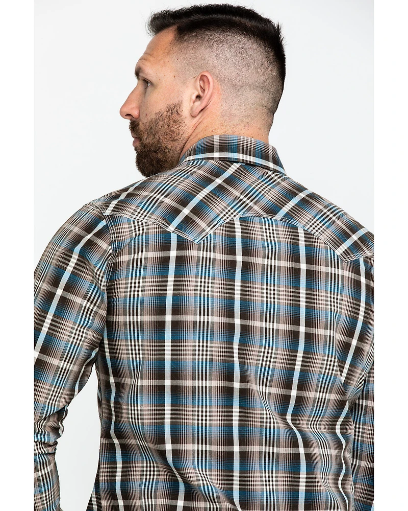 Rock & Roll Denim Men's Plaid Print Long Sleeve Snap Western Shirt