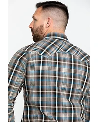 Rock & Roll Denim Men's Plaid Print Long Sleeve Snap Western Shirt