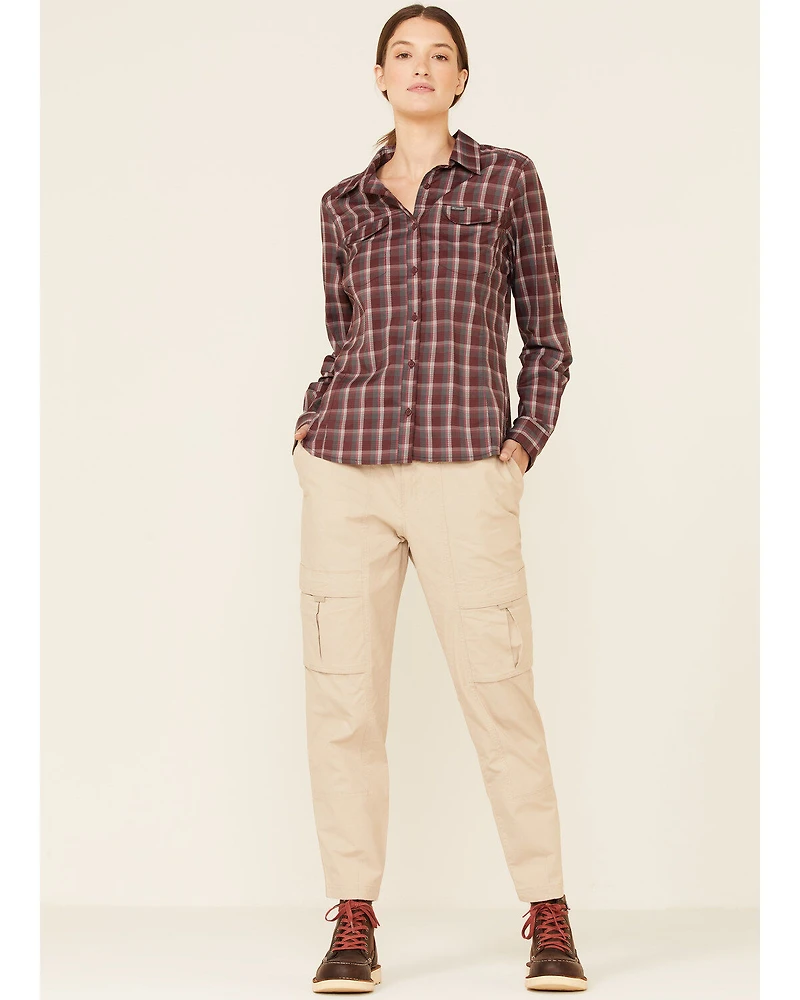 Columbia Women's Malbec Plaid Print Ridge Lite Long Sleeve Button-Down Western Shirt