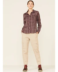 Columbia Women's Malbec Plaid Print Ridge Lite Long Sleeve Button-Down Western Shirt