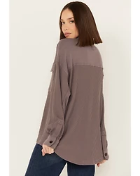 Cleo + Wolf Women's Oversized Knit Button Up Shirt