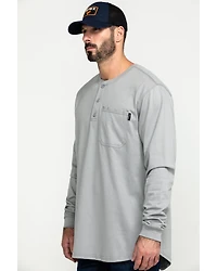 Hawx Men's FR Solid Gray Long Sleeve Pocket Henley Work Shirt - Big