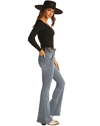 Rock & Roll Denim Women's Light Wash High Rise Flare Jeans