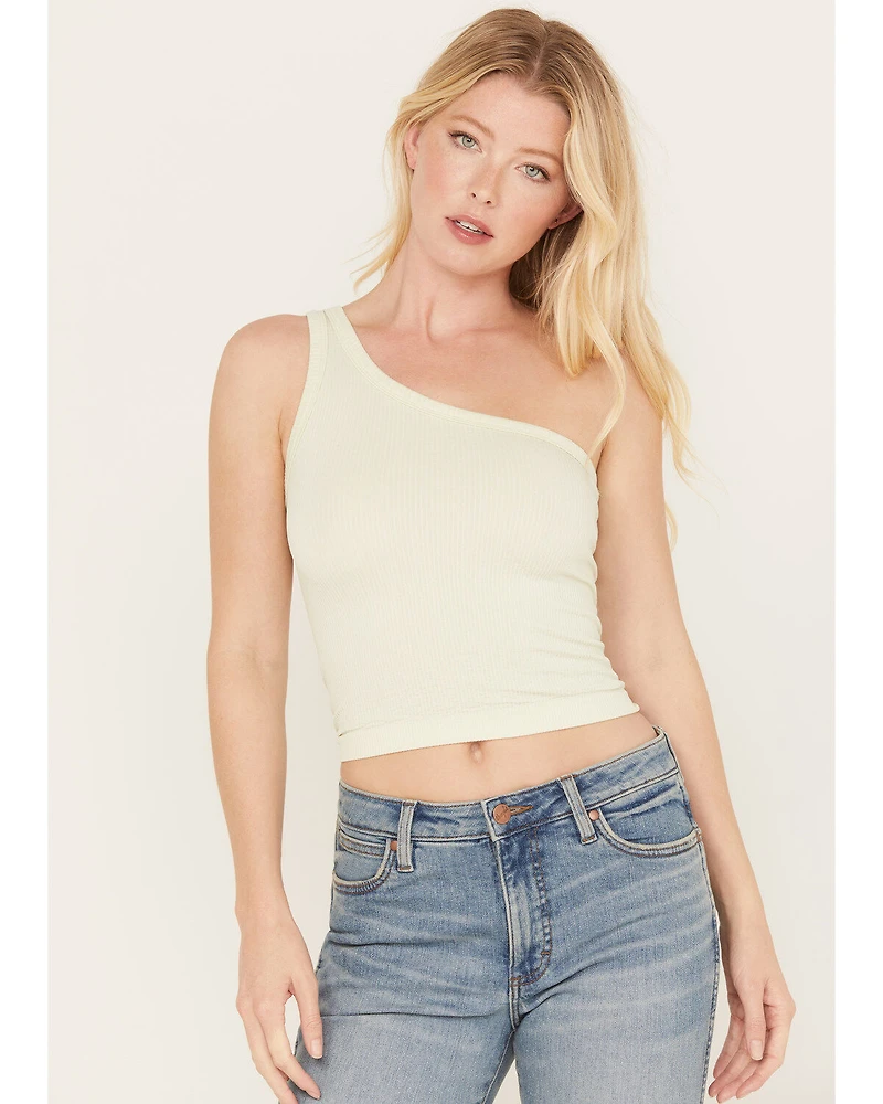Fornia Women's Top One Shoulder Ribbed Cami