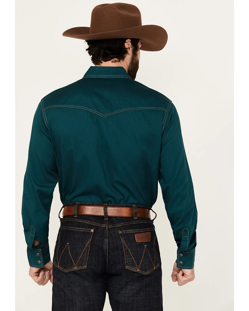 Wrangler Retro Men's Solid Long Sleeve Snap Western Shirt